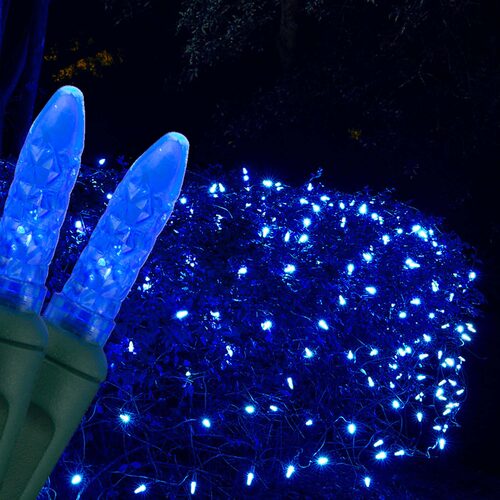 4' 6' M5 Blue M5 LED Christmas Net Lights, 100 Lights on Green Wire