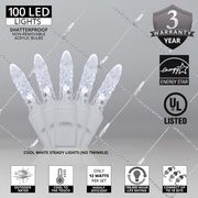 4' 6' M5 Cool White M5 LED Christmas Net Lights, 100 Lights on White Wire