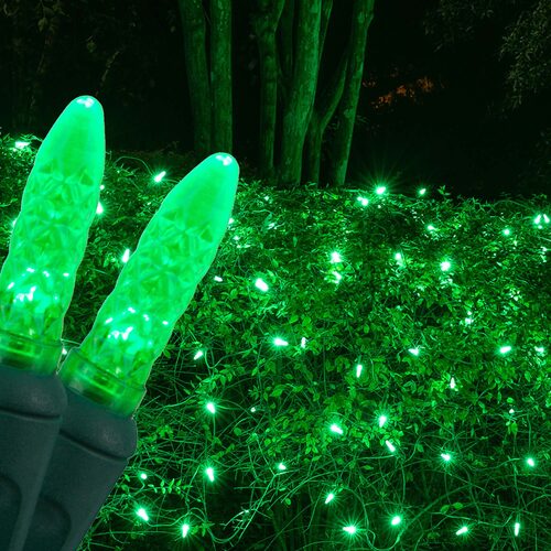 4' 6' M5 Green M5 LED Christmas Net Lights, 100 Lights on Green Wire
