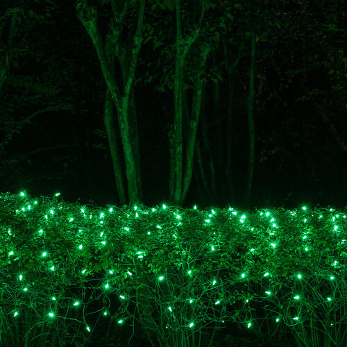4' 6' M5 Green M5 LED Christmas Net Lights, 100 Lights on Green Wire