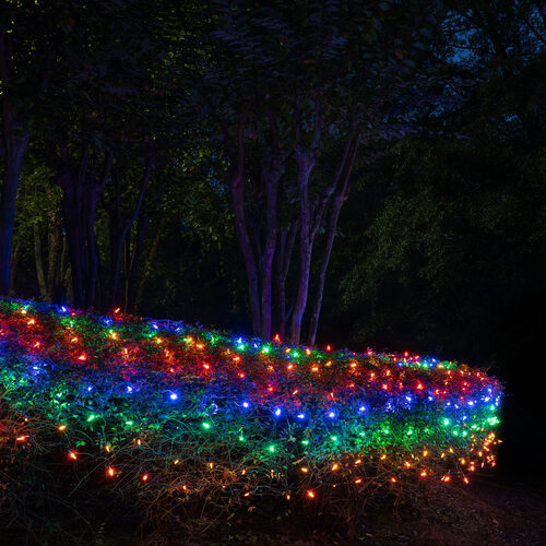 4' 6' M5 Multicolor M5 LED Christmas Net Lights, 100 Lights on Green Wire