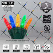4' 6' M5 Multicolor M5 LED Christmas Net Lights, 100 Lights on Green Wire