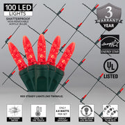 4' 6' M5 Red M5 LED Christmas Net Lights, 100 Lights on Green Wire