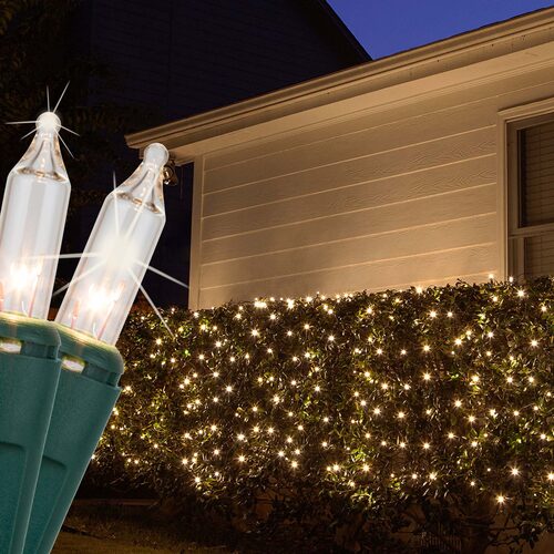 4' 6' Mini Clear Twinkle Mini Christmas Net Lights, 150 Lights on Green Wire