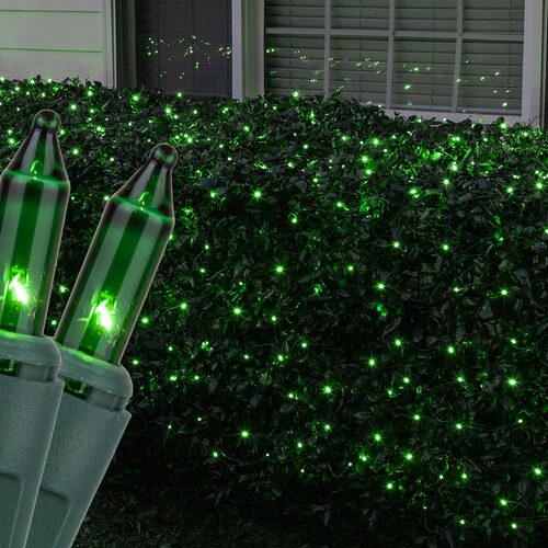 4' 6' Mini Green Mini Christmas Net Lights, 150 Lights on Green Wire