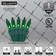 4' 6' Mini Green Mini Christmas Net Lights, 150 Lights on Green Wire