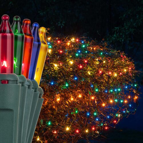 4' 6' Mini Multicolor Mini Christmas Net Lights, 150 Lights on Green Wire