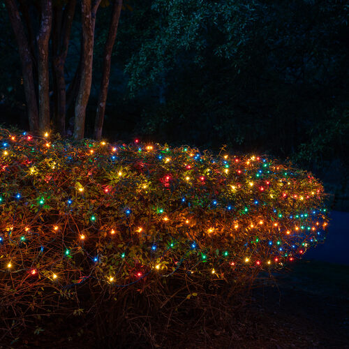 4' 6' Mini Multicolor Mini Christmas Net Lights, 150 Lights on Green Wire