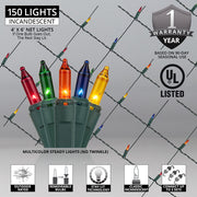 4' 6' Mini Multicolor Mini Christmas Net Lights, 150 Lights on Green Wire