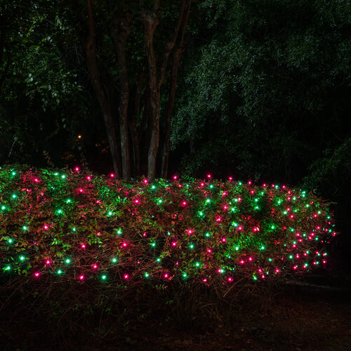4' 6' Mini Purple, Green Mini Christmas Net Lights, 150 Lights on Black Wire