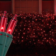 4' 6' Mini Red Mini Christmas Net Lights, 150 Lights on Green Wire