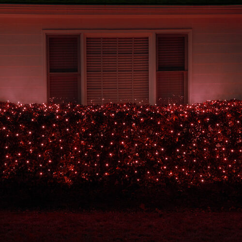 4' 6' Mini Red Mini Christmas Net Lights, 150 Lights on Green Wire