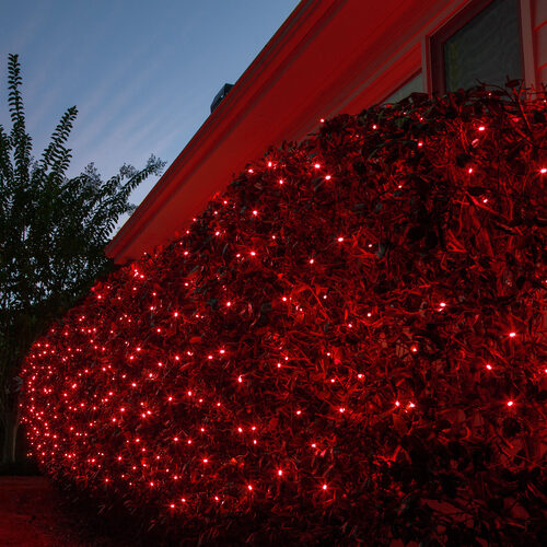 4' 6' Red 5mm LED Christmas Net Lights, 100 Lamps on Green Wire