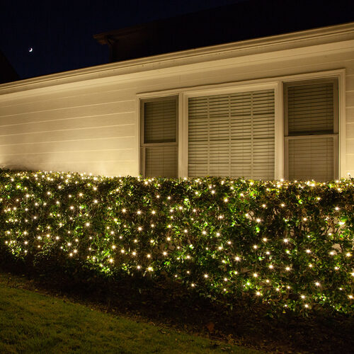 4' 6' Warm White 5mm LED Christmas Net Lights, 100 Lamps on Green Wire