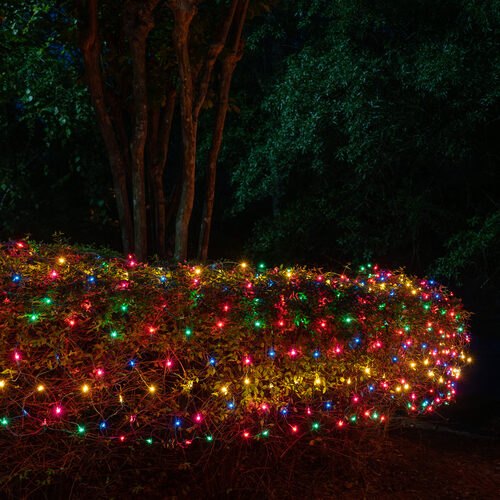 4' 8' Multicolor Mini Christmas Net Lights, 200 Lamps on Green Wire