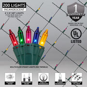 4' 8' Multicolor Mini Christmas Net Lights, 200 Lamps on Green Wire