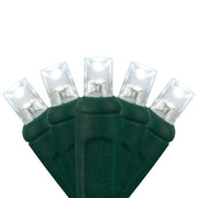 5mm Cool White LED Christmas Lights, Green Wire