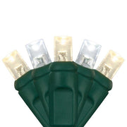 50 5mm Cool White, Warm White Champagne LED Christmas Lights, Green Wire, 6" Spacing