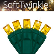 50 5mm Gold SoftTwinkle LED Christmas Lights, Green Wire, 4" Spacing