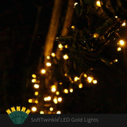 50 5mm Gold SoftTwinkle LED Christmas Lights, Green Wire, 4" Spacing