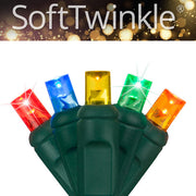 5mm Multi Color SoftTwinkle LED Christmas Lights, Green Wire