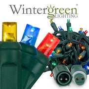 50 5mm Multi Color WeatherPRO TM Commercial LED Lights, Green Wire, 4" Spacing