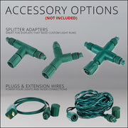 50 5mm Red WeatherPRO TM Commercial LED Lights, Green Wire, 4" Spacing