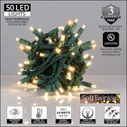 5mm Warm White SoftTwinkle LED Christmas Lights, Green Wire