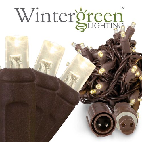50 5mm Warm White WeatherPRO TM Commercial LED Lights, Brown Wire, 4" Spacing