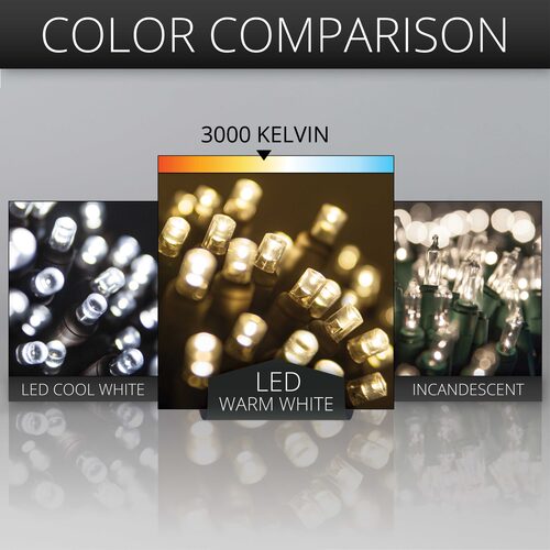 50 5mm Warm White WeatherPRO TM Commercial LED Lights, Brown Wire, 4" Spacing