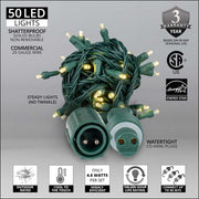 5mm Warm White WeatherPRO TM Commercial LED Lights, Green Wire