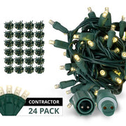 50 5mm Warm White WeatherPro TM Water-Tight Commercial LED Lights, Green Wire, 4" Spacing, Contractor Pack