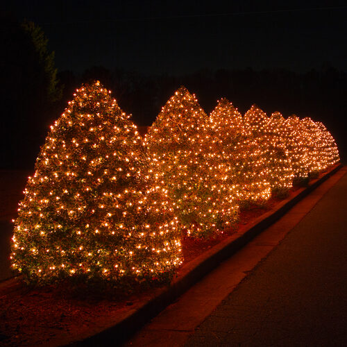 50 Amber / Orange Mini Lights, Green Wire, 6" Spacing