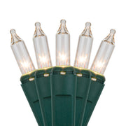 50 Clear Mini Lights, Green Wire, 2.5" Spacing