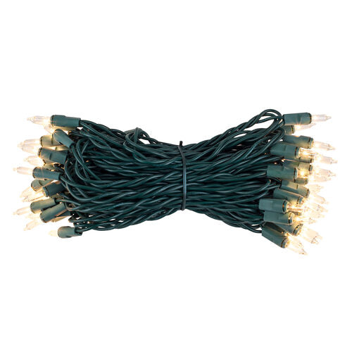 50 Clear Mini Lights, Green Wire, 2.5" Spacing