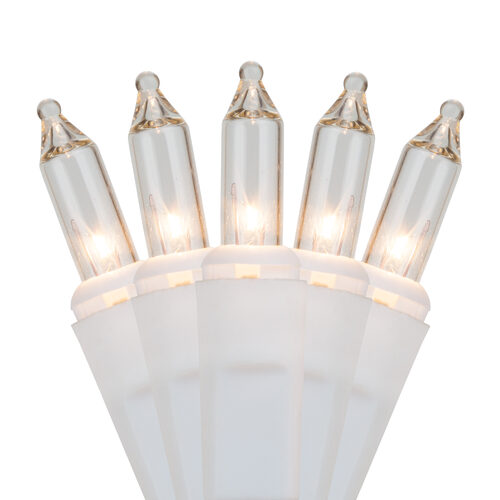 50 Clear Mini Lights, White Wire, 2.5" Spacing