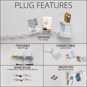 50 Clear Mini Lights, White Wire, 4" Spacing
