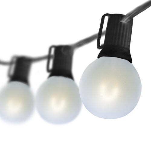 Cool White FlexFilament TM Satin LED Patio String Light Set with G50 Bulbs on Black Wire, E12 Base