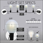 Cool White FlexFilament TM Satin LED Patio String Light Set with G50 Bulbs on Black Wire, E12 Base