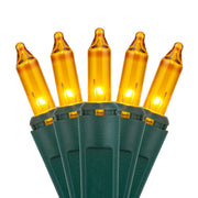 50 Gold Mini Lights, Green Wire, 6" Spacing