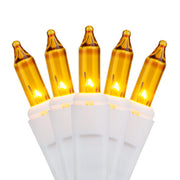 50 Gold Mini Lights, White Wire, 4" Spacing