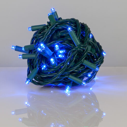 Kringle Traditions 5mm Blue LED Christmas Lights, Green Wire, Balled Set