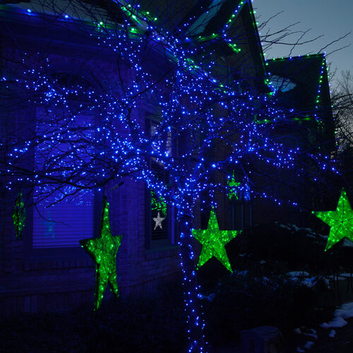 Kringle Traditions 5mm Blue LED Christmas Lights, Green Wire, Balled Set