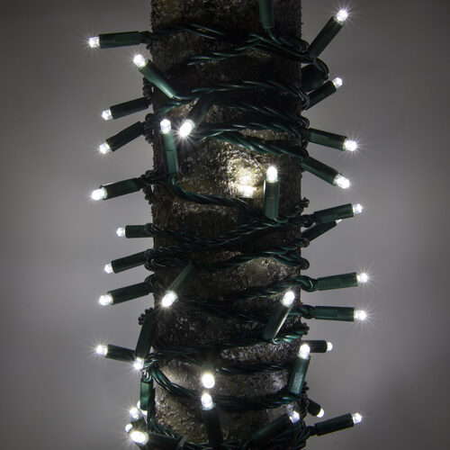 Kringle Traditions 5mm Cool White LED Christmas Lights, Green Wire