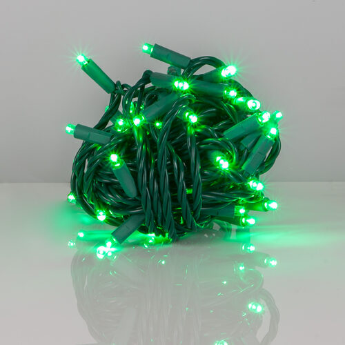 Kringle Traditions 5mm Green LED Christmas Lights, Green Wire, Balled Set