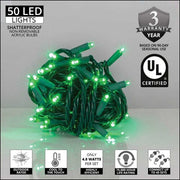 Kringle Traditions 5mm Green LED Christmas Lights, Green Wire, Balled Set