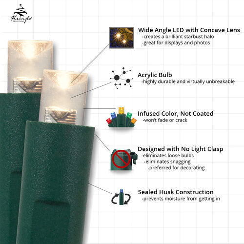 Kringle Traditions 5mm Red LED Christmas Lights, Green Wire