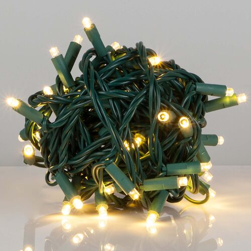 Kringle Traditions 5mm Warm White LED Christmas Lights, Green Wire, Balled Set