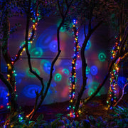 50 LED Halo Multi Color String Lights, Green Wire, 4" Spacing