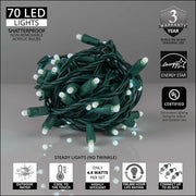 Lux360 TM D5 TM Cool White LED Christmas Lights, Green Wire